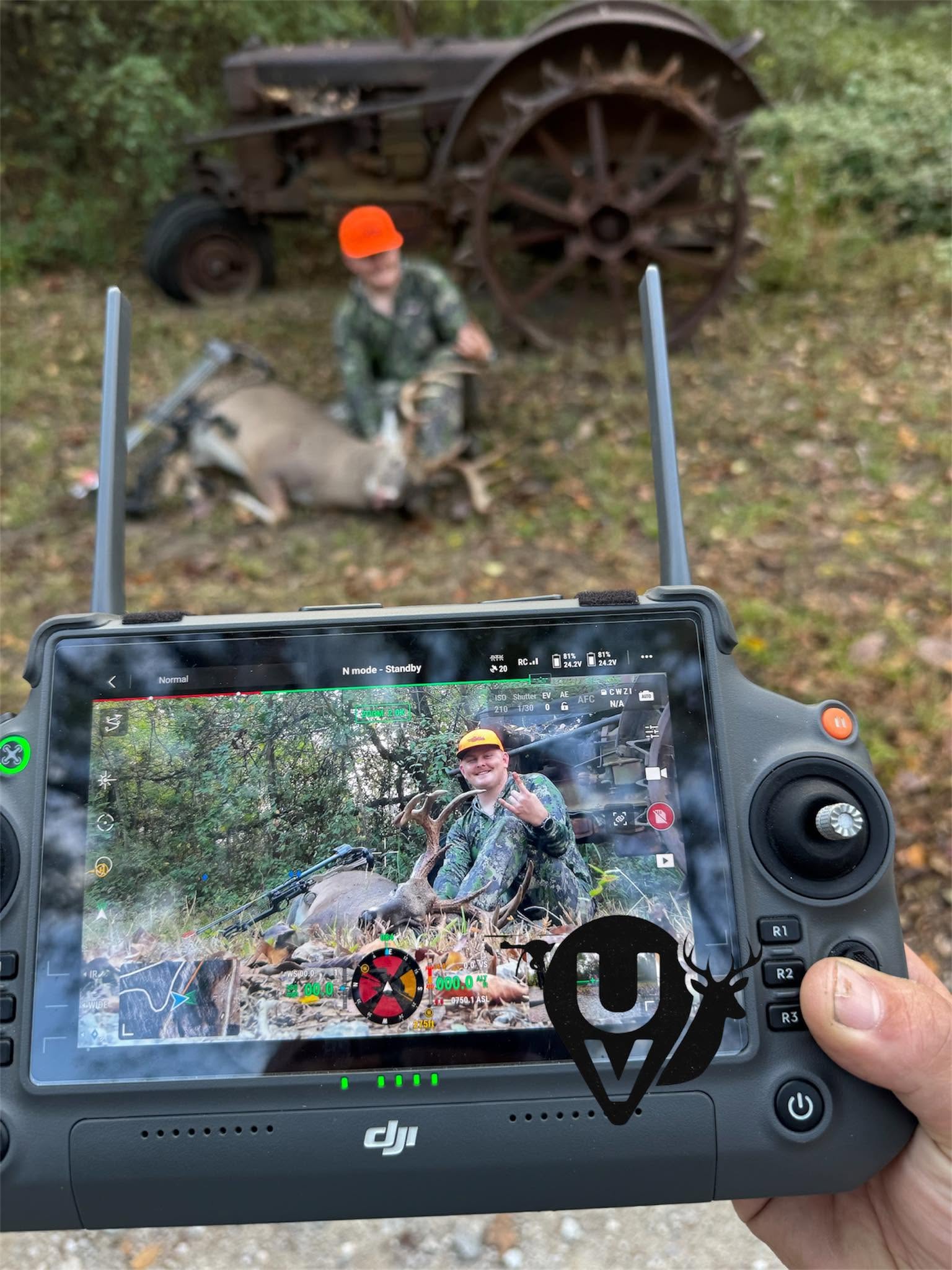 DJI controller with live deer feed